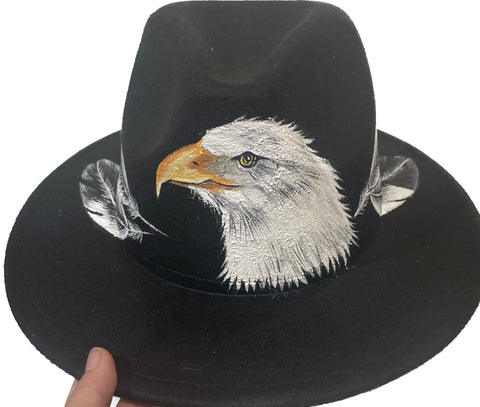 Painted Hat - Eagle & Feathers