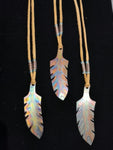 Copper feather pendant necklace - 2 variations; by Wesley Havill