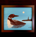 Large Framed Loon Painting #3; by Patrick Cheechoo