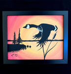 Goose "Sunset Landing" Large Original Painting; by Patrick Cheechoo