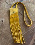 Medicine Bag Necklace with Fringe - Tan; by Rebecca Maracle Mohawk Feathersmith