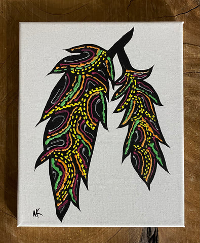 Feather Painting - Yellow, Orange & Green
