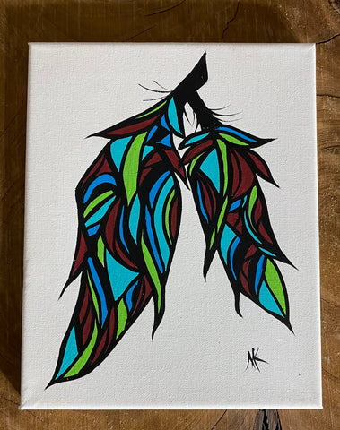 Feather Painting - Blue & Green