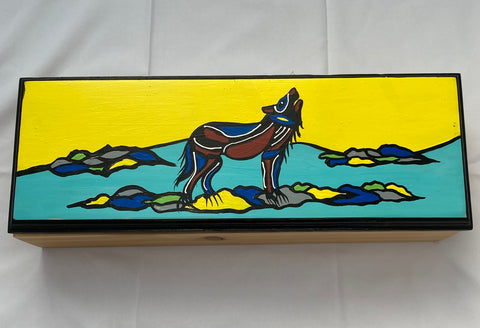 Painted Feather Box - Wolf; by Nica's