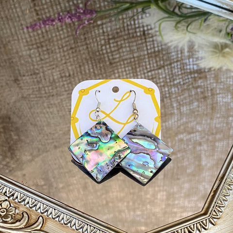 Abalone Shell earrings – Diamond; by Laura Leonard Originals