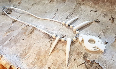 Buffalo Bone/Talon Necklace with Thunderbird Pendant; SunHeart Rises Designs