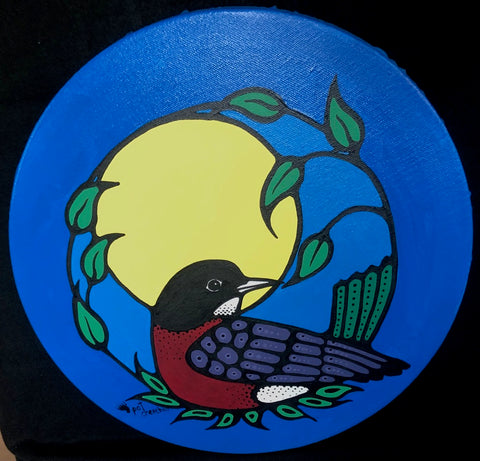 "Nesting Robin" Canvas Painting; By Patrick Cheechoo