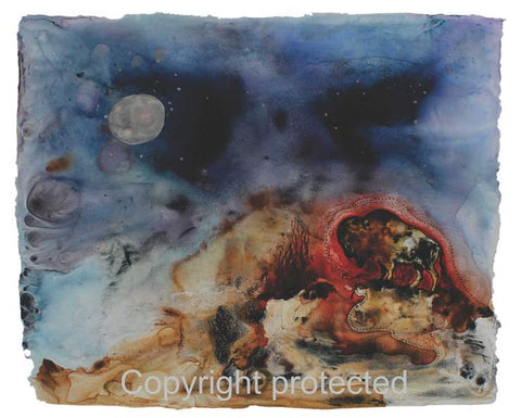 Red Buffalo Talks to the Fire; by The Art for Aid Project