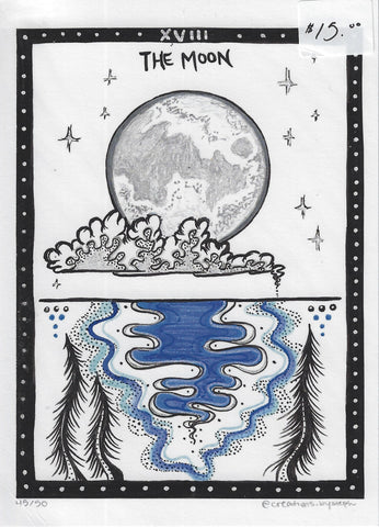 'The Moon' Tarot Print (White Background) - Creations By Steph